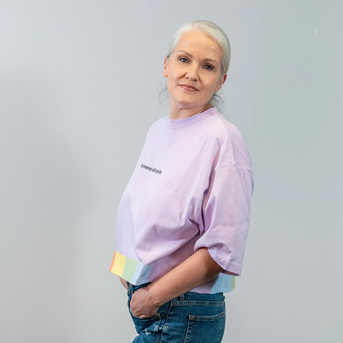 Oversized Cropped T-Shirt, pastellviolett - Image 6